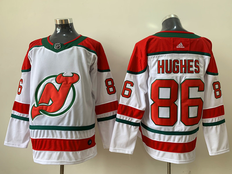 Men's New Jersey Devils Jack Hughes #86 White Jersey
